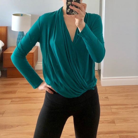 Babaton Teal Twist Front Plunging Blouse - Picture 2 of 8